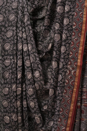 Black HBP Cotton Silk Saree With Chanderi Border - SRBCSS1238