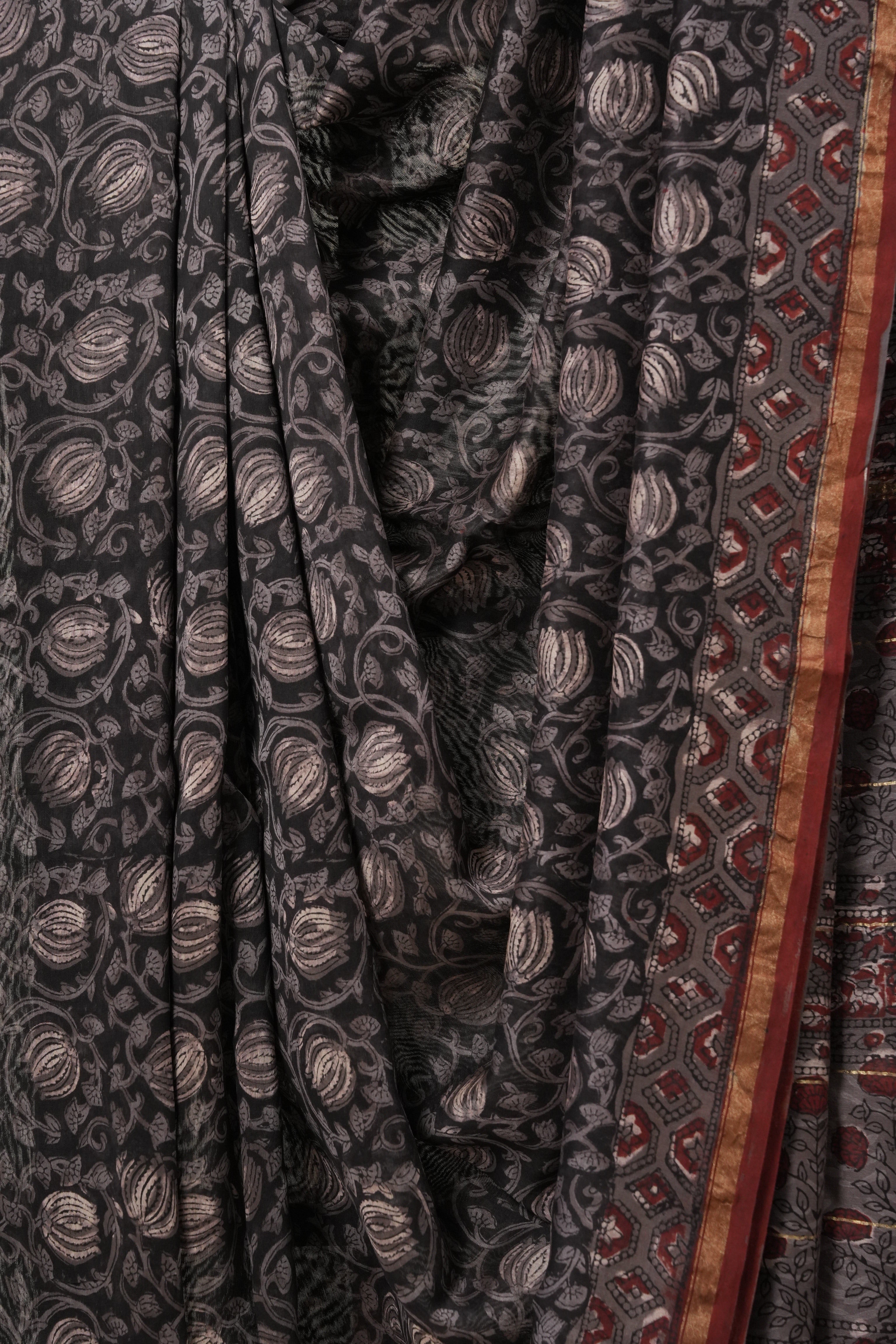 Black HBP Cotton Silk Saree With Chanderi Border - SRBCSS1238