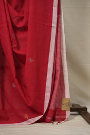 Red Bengal Cotton Jamdani Saree - SRRBCJS163