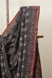 Black HBP Cotton Silk Saree With Chanderi Border - SRBCSS1238