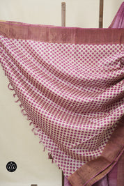 Lavendar Pink Tussar Silk Saree - SRLPTSS1777