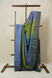Teal Blue Green Tussar Silk Saree - SRTBGTSS1776