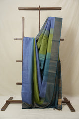 Teal Blue Green Tussar Silk Saree - SRTBGTSS1776