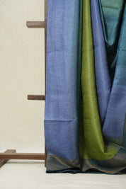 Teal Blue Green Tussar Silk Saree - SRTBGTSS1776