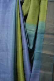 Teal Blue Green Tussar Silk Saree - SRTBGTSS1776