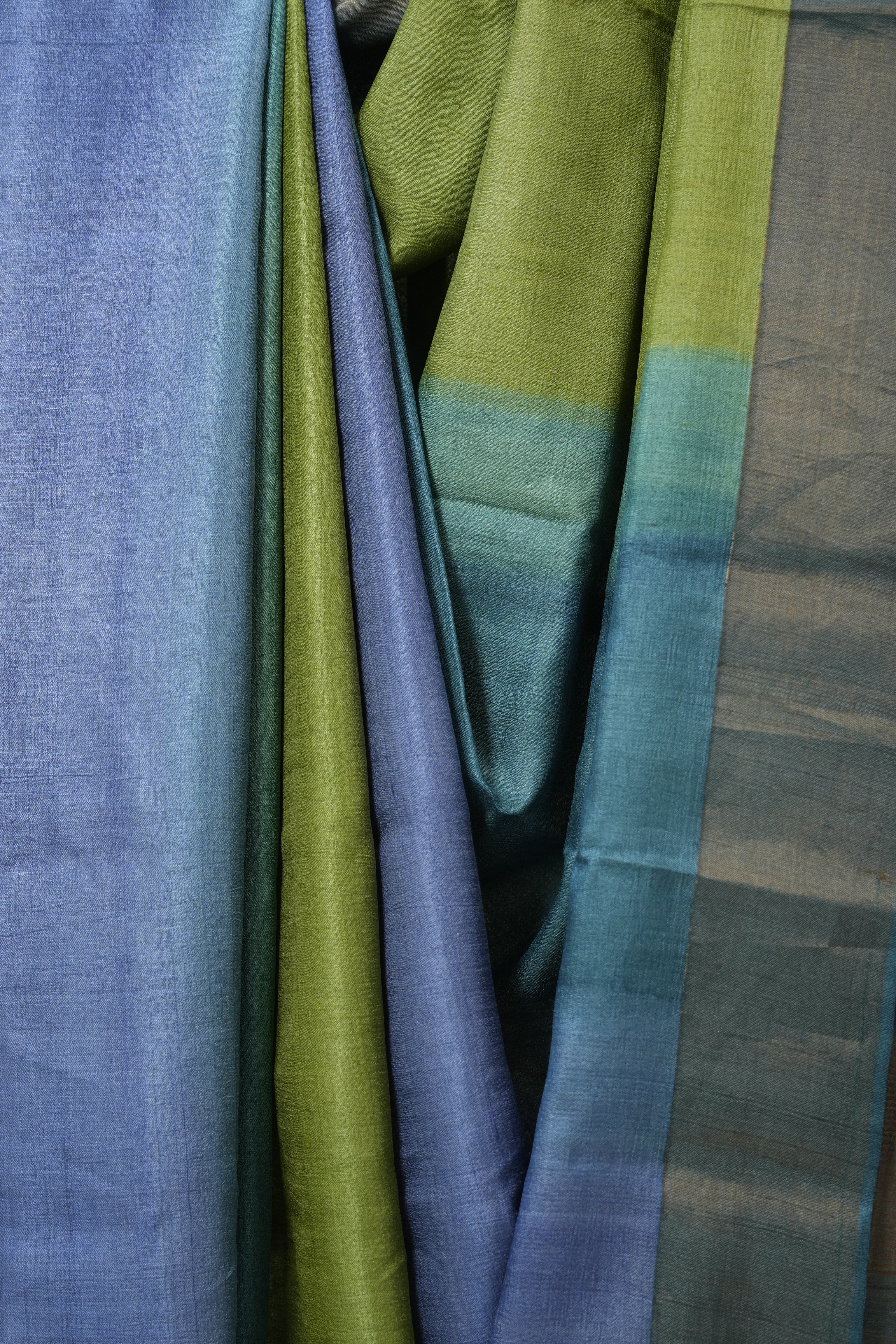 Teal Blue Green Tussar Silk Saree - SRTBGTSS1776