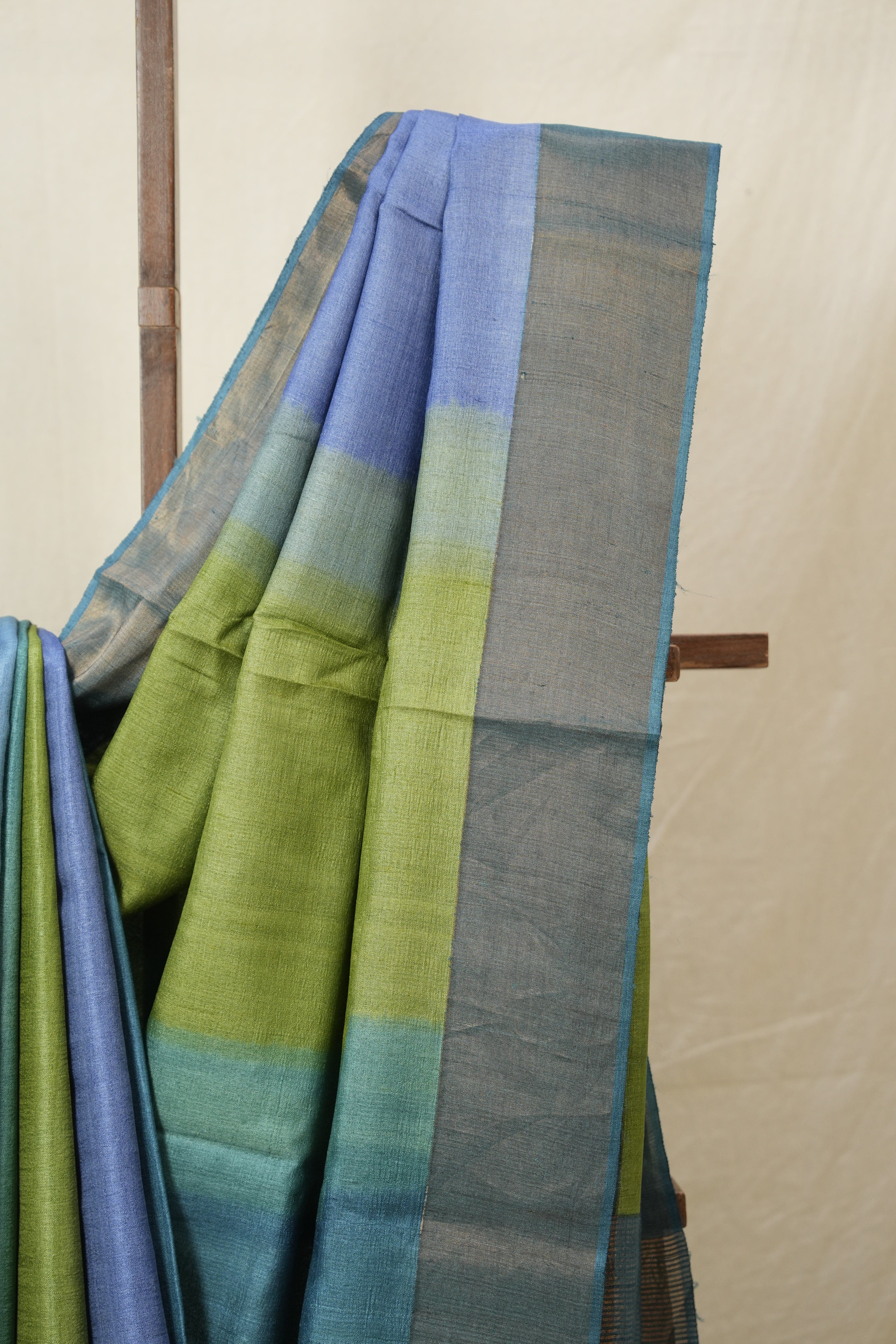 Teal Blue Green Tussar Silk Saree - SRTBGTSS1776