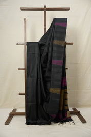 Black Soft Silk Saree - SRBSSS423