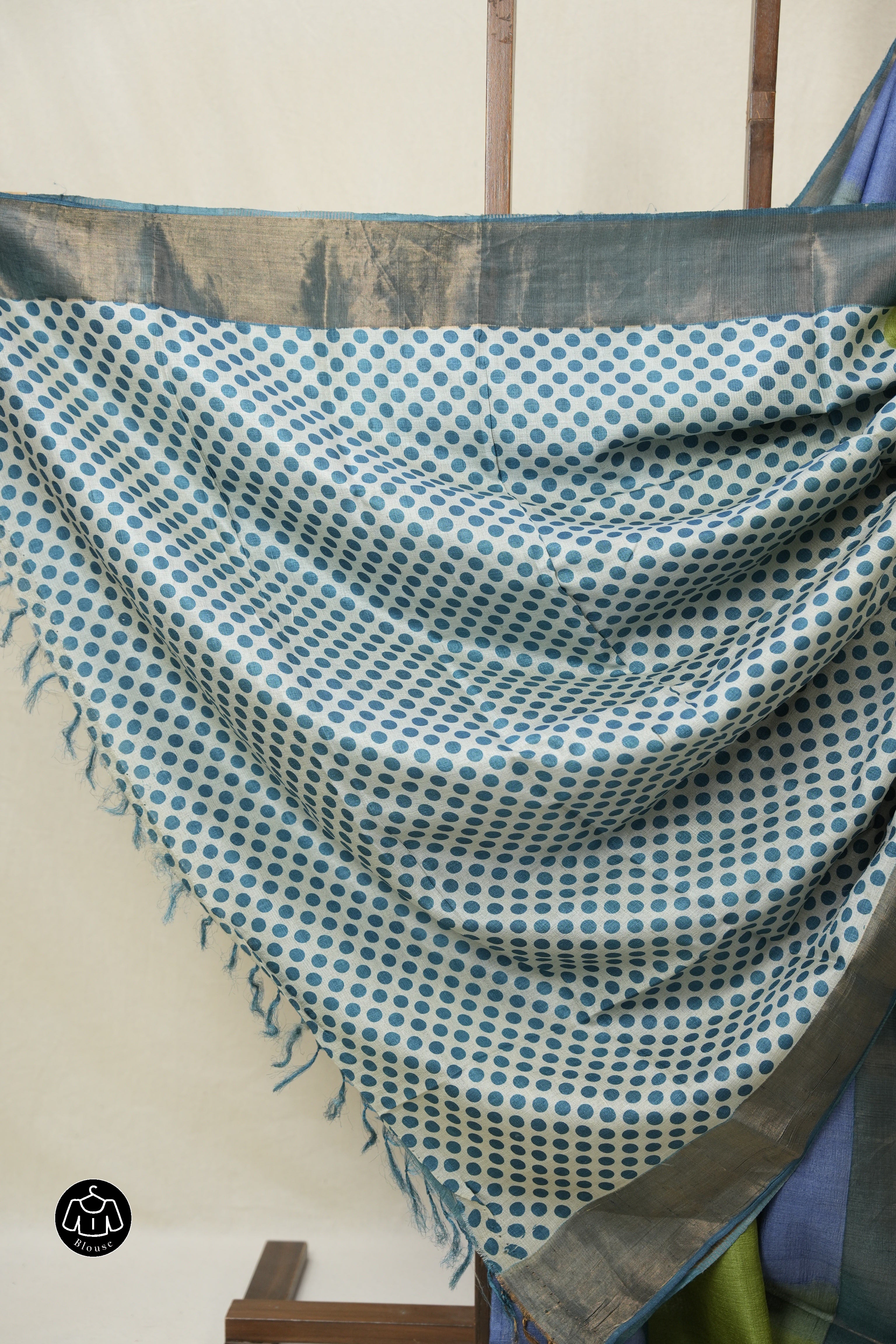 Teal Blue Green Tussar Silk Saree - SRTBGTSS1776
