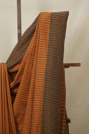 Orange Checks Cotton Ilkal Saree - SROCCIS954