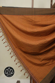 Orange Checks Cotton Ilkal Saree - SROCCIS954