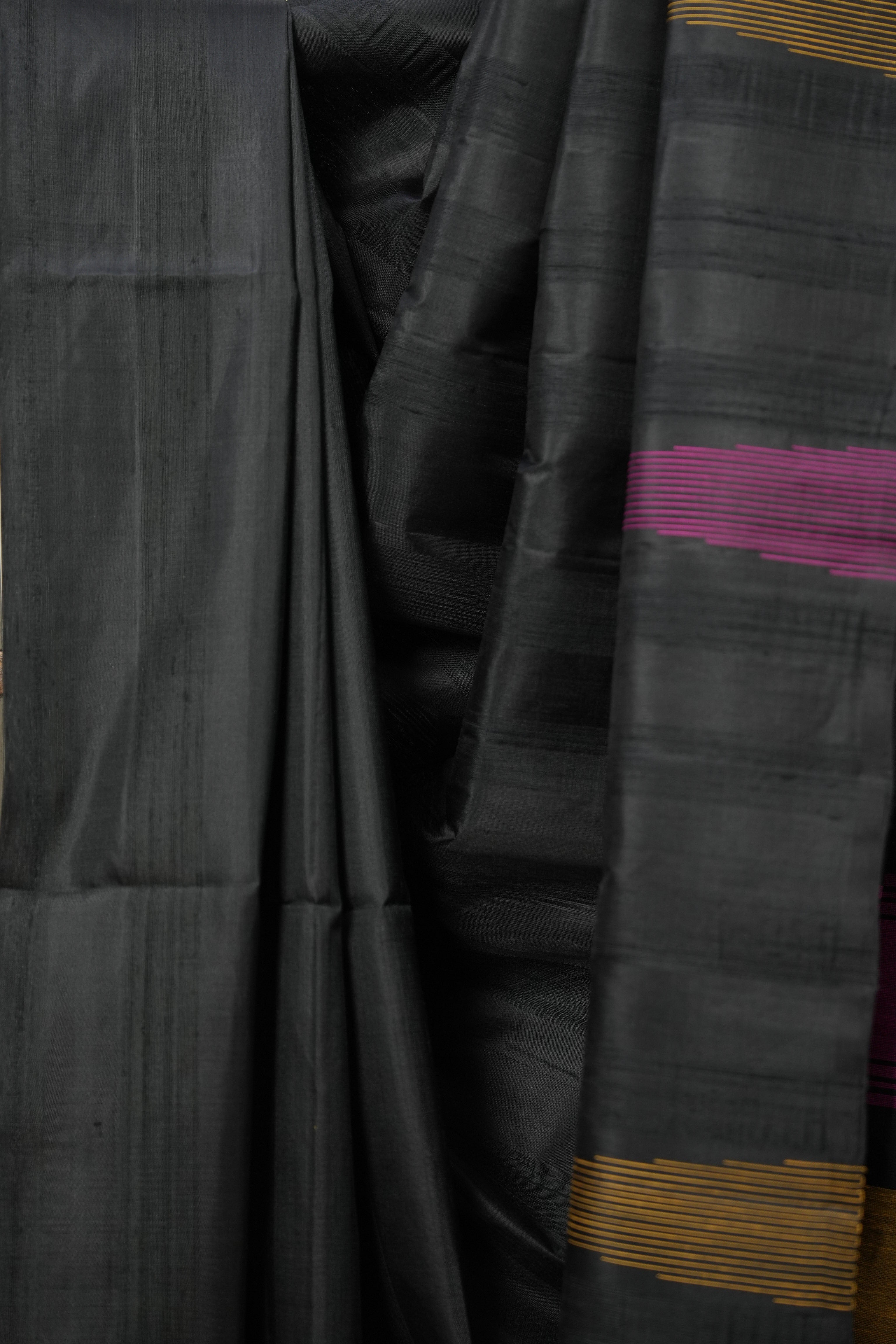 Black Soft Silk Saree - SRBSSS423