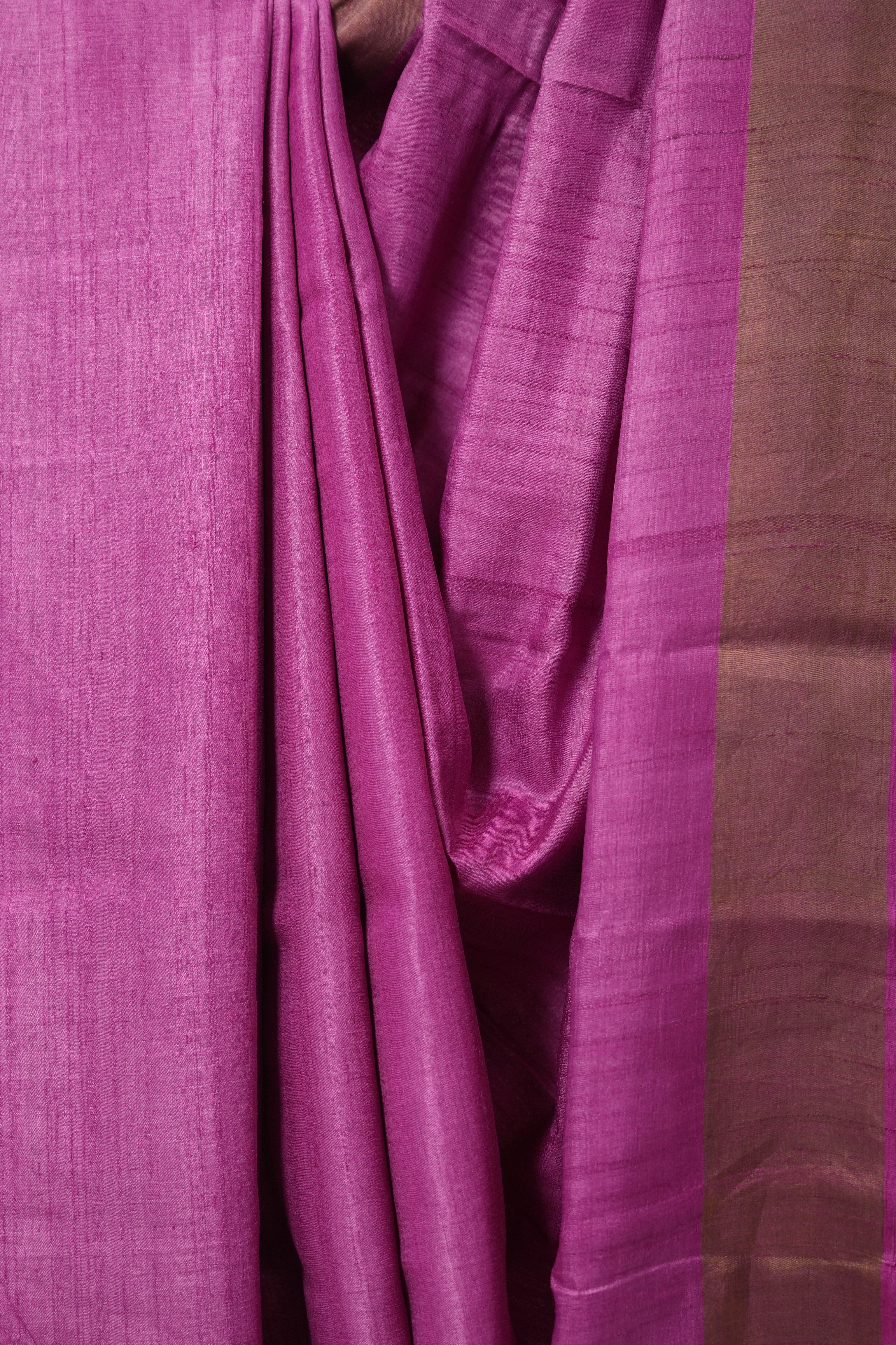 Pink Tussar Silk Saree - SRPTSS1780