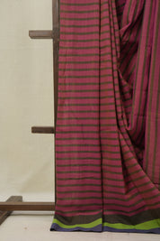 Magenta Pink Stripes Cotton Ilkal Saree - SRMPSCIS953