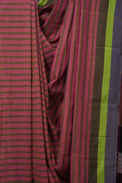 Magenta Pink Stripes Cotton Ilkal Saree - SRMPSCIS953