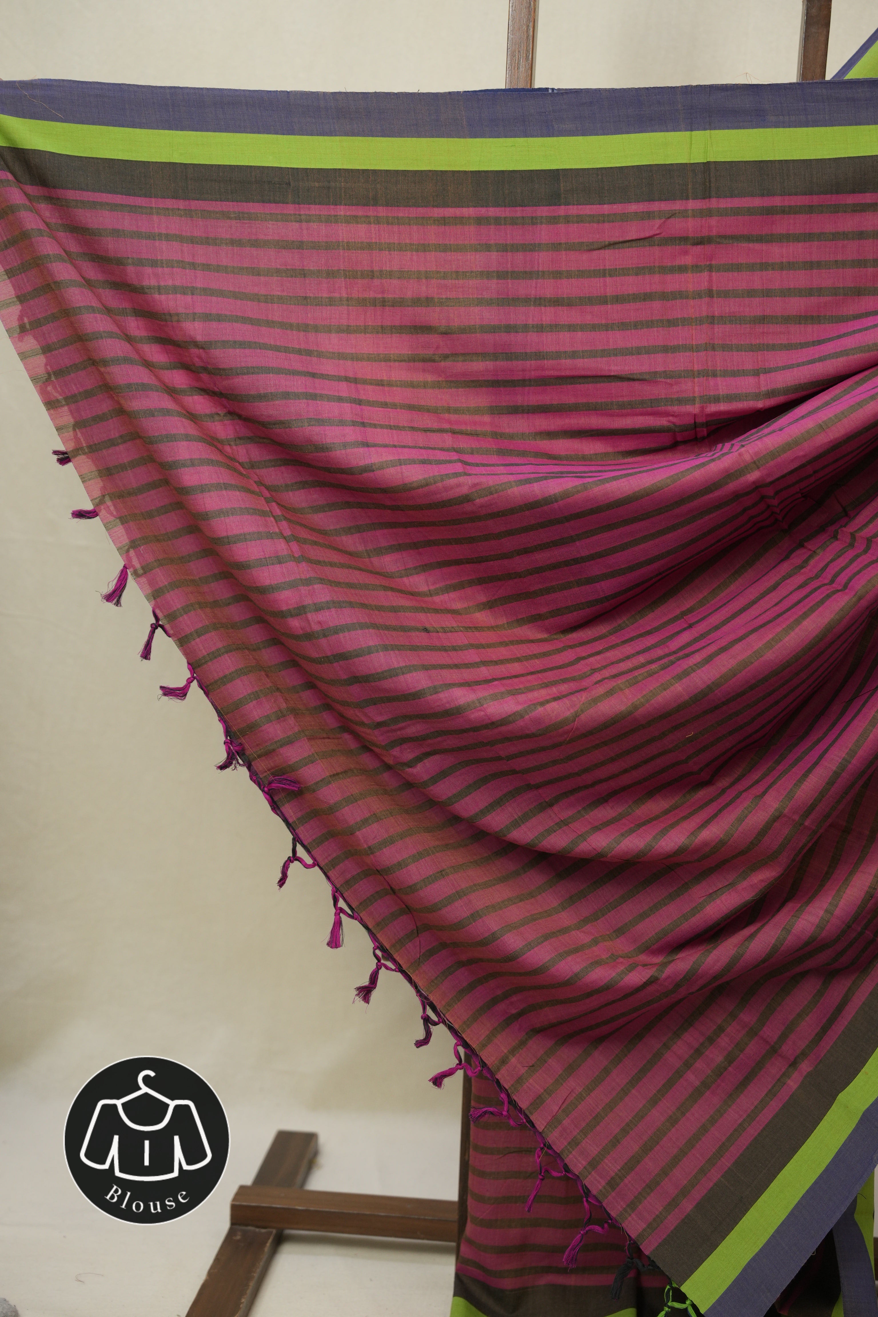 Magenta Pink Stripes Cotton Ilkal Saree - SRMPSCIS953