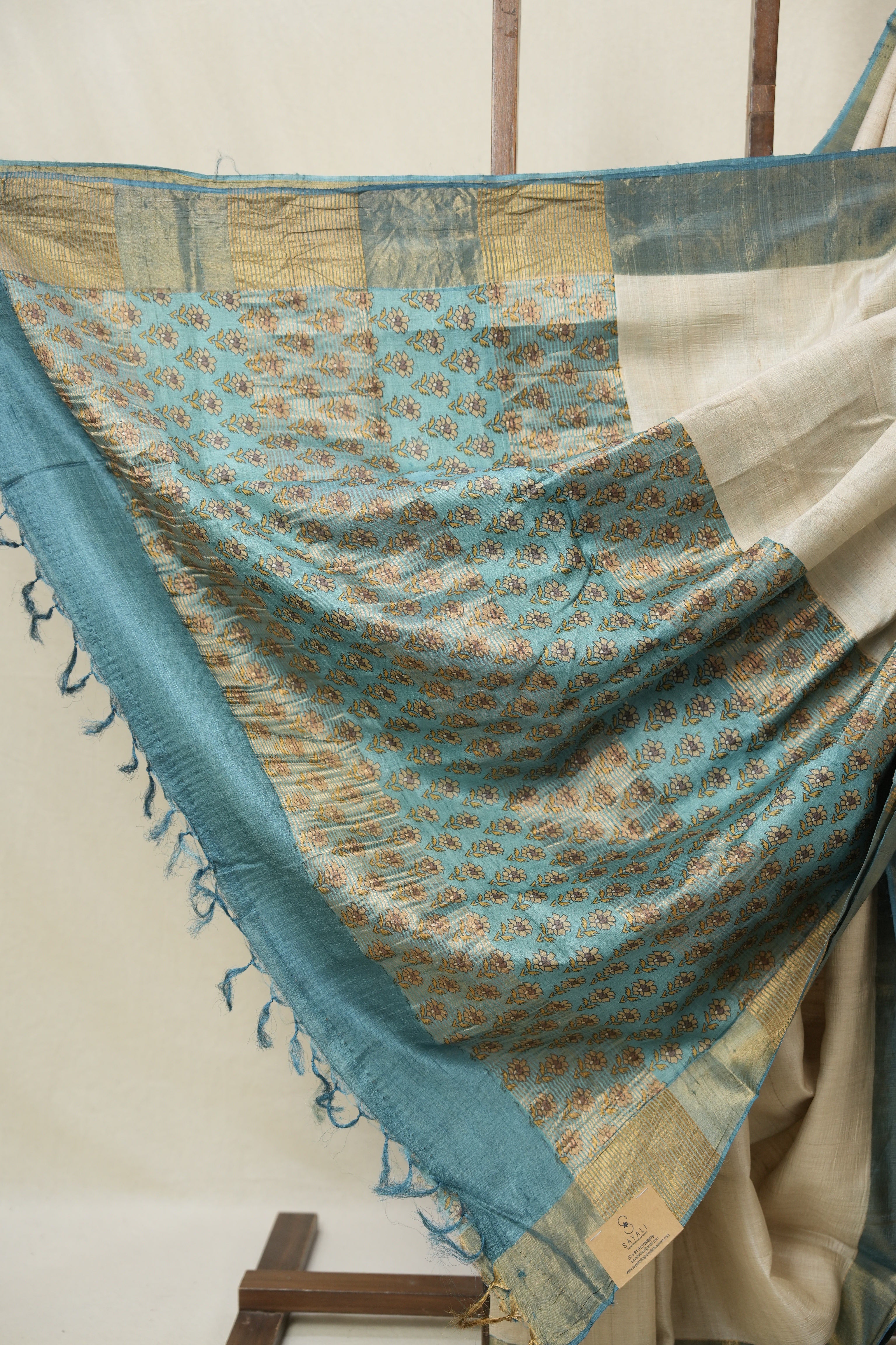 Beige Tussar Silk Saree - SRBTSS1782