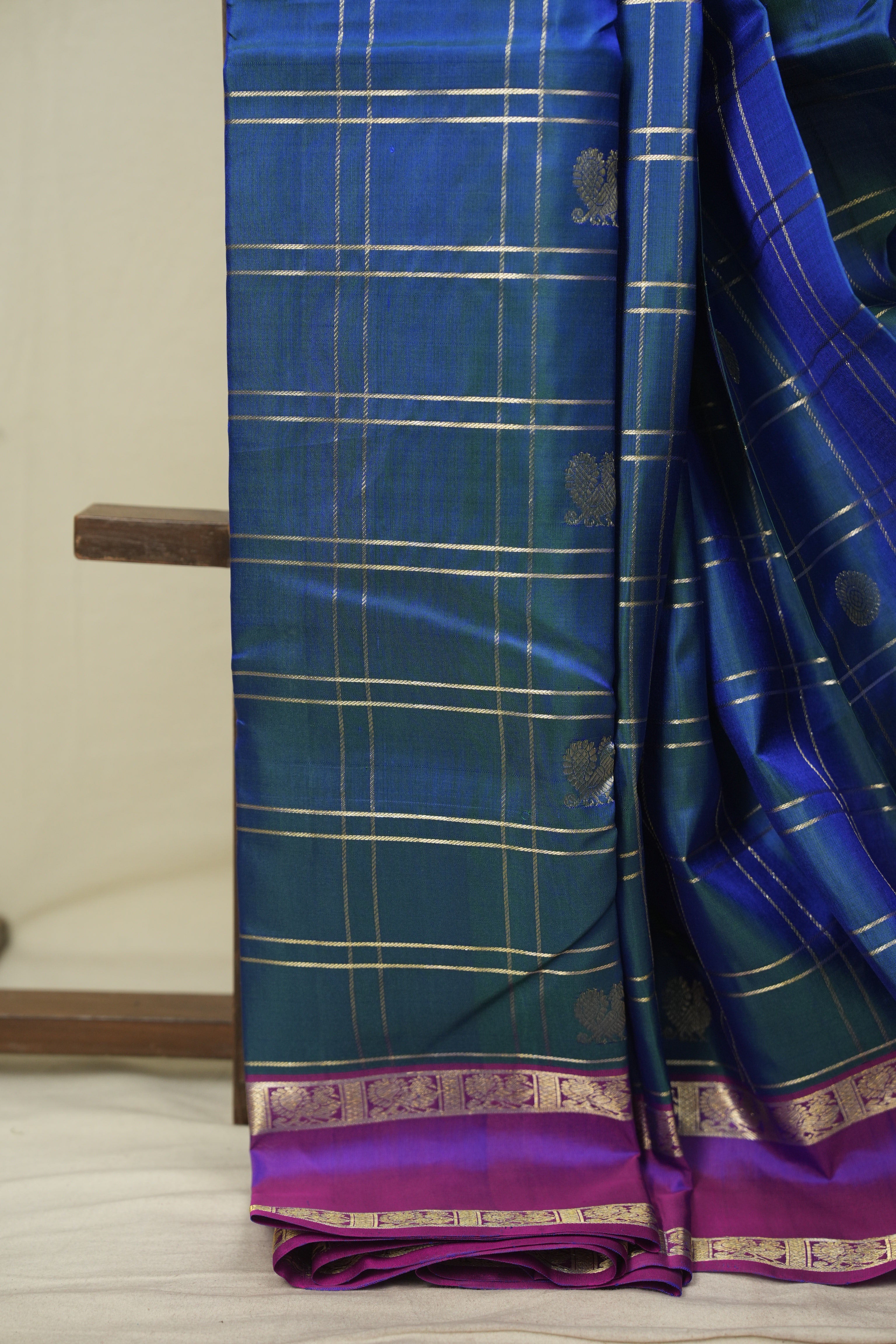Peacock Blue Kanjivaram Silk Saree - SRPBKSS1084