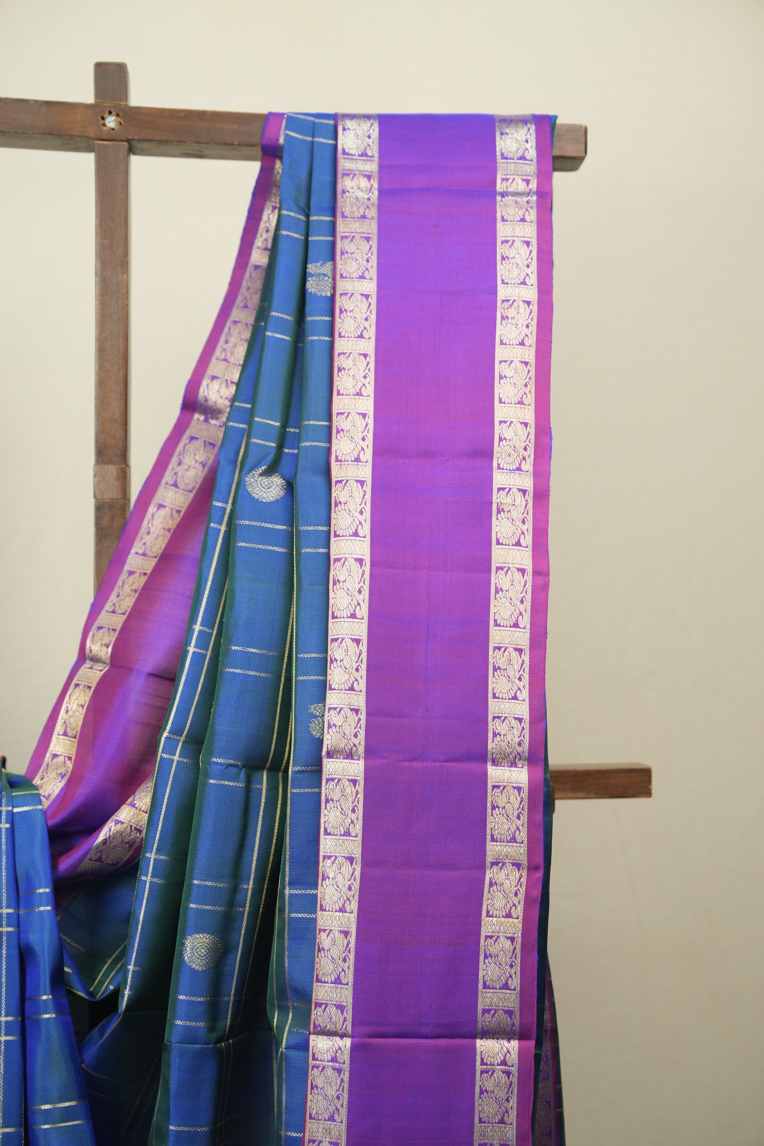 Peacock Blue Kanjivaram Silk Saree - SRPBKSS1084