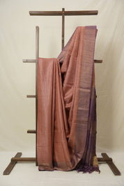 Peach Tussar Silk Saree - SRPTSS1781