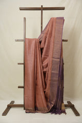 Peach Tussar Silk Saree - SRPTSS1781