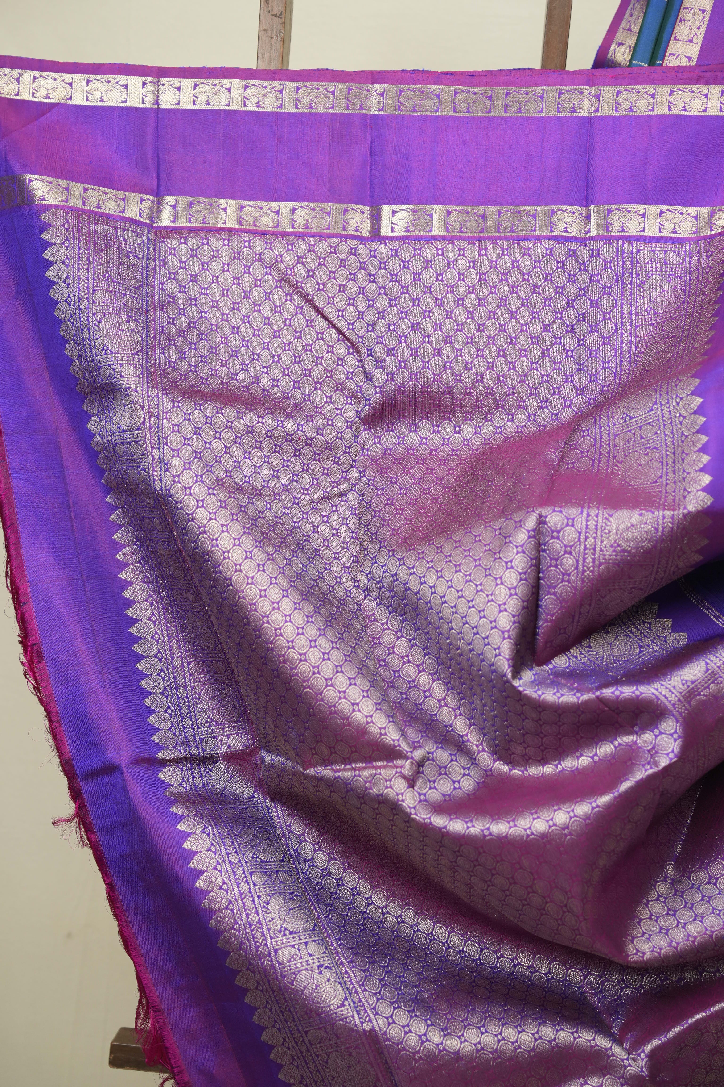 Peacock Blue Kanjivaram Silk Saree - SRPBKSS1084