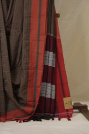 Brown Cotton Ilkal Saree - SRBCIS943