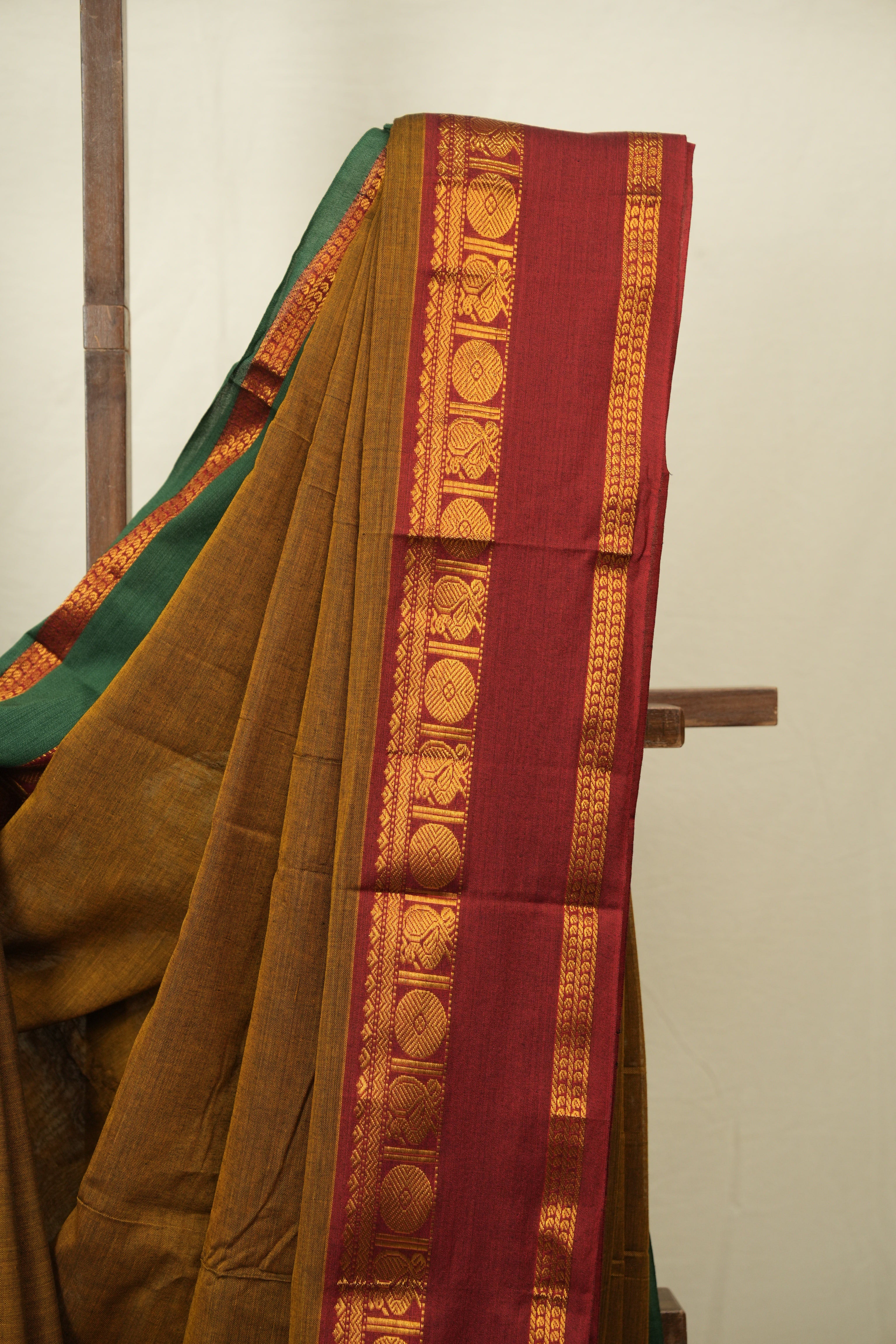 Mustard Narayan Peth Cotton Saree - SRMNPCS58