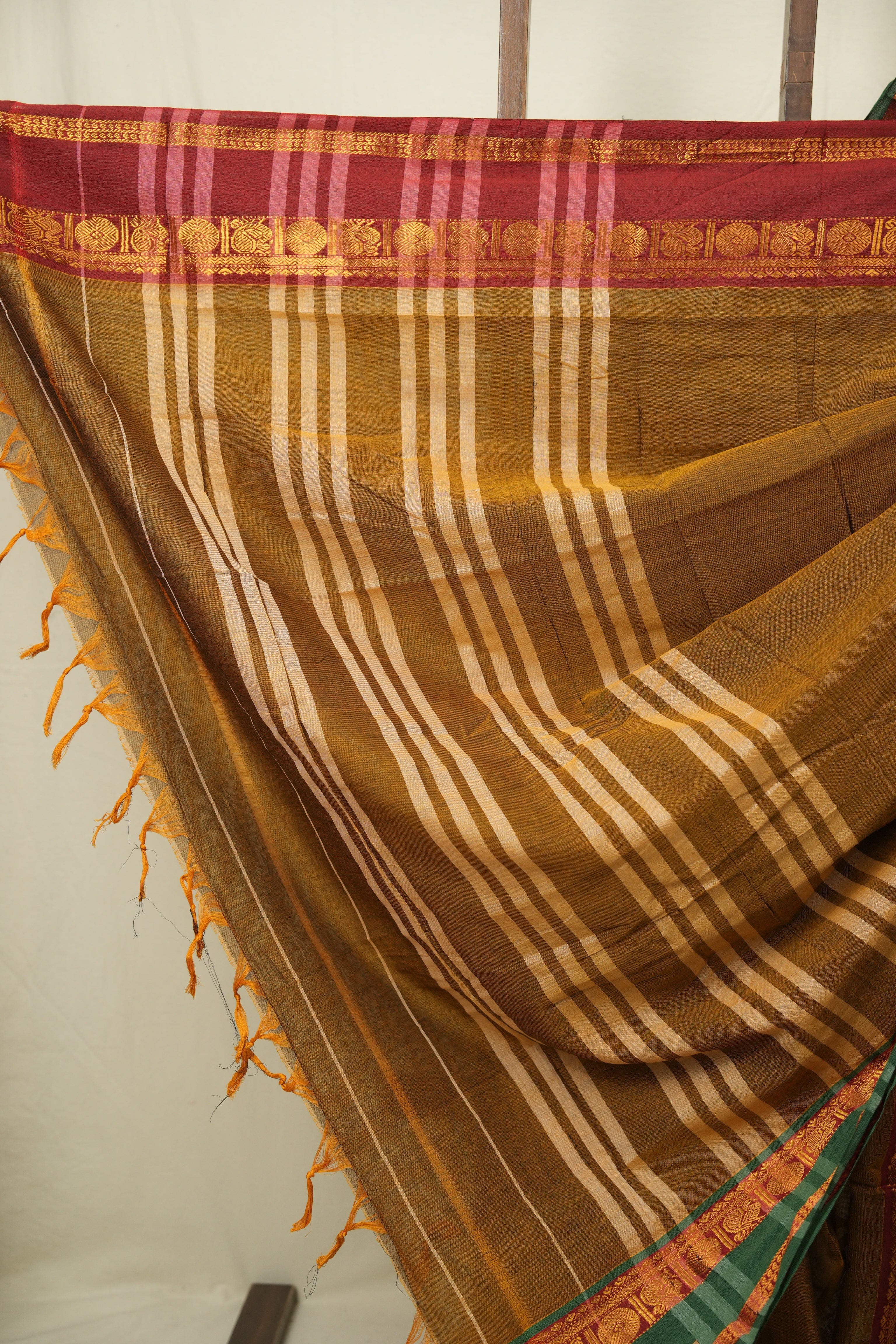 Mustard Narayan Peth Cotton Saree - SRMNPCS58