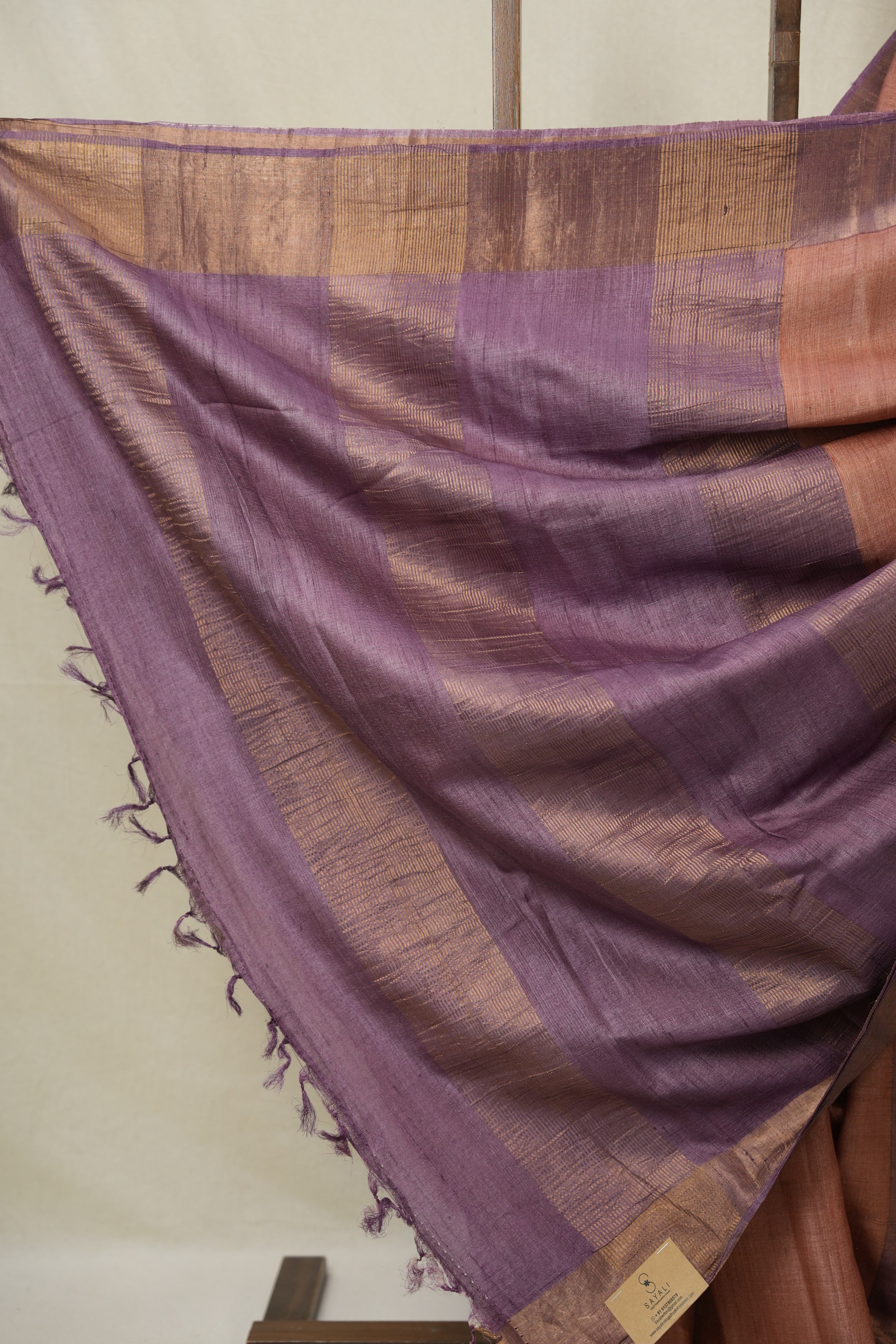 Peach Tussar Silk Saree - SRPTSS1781