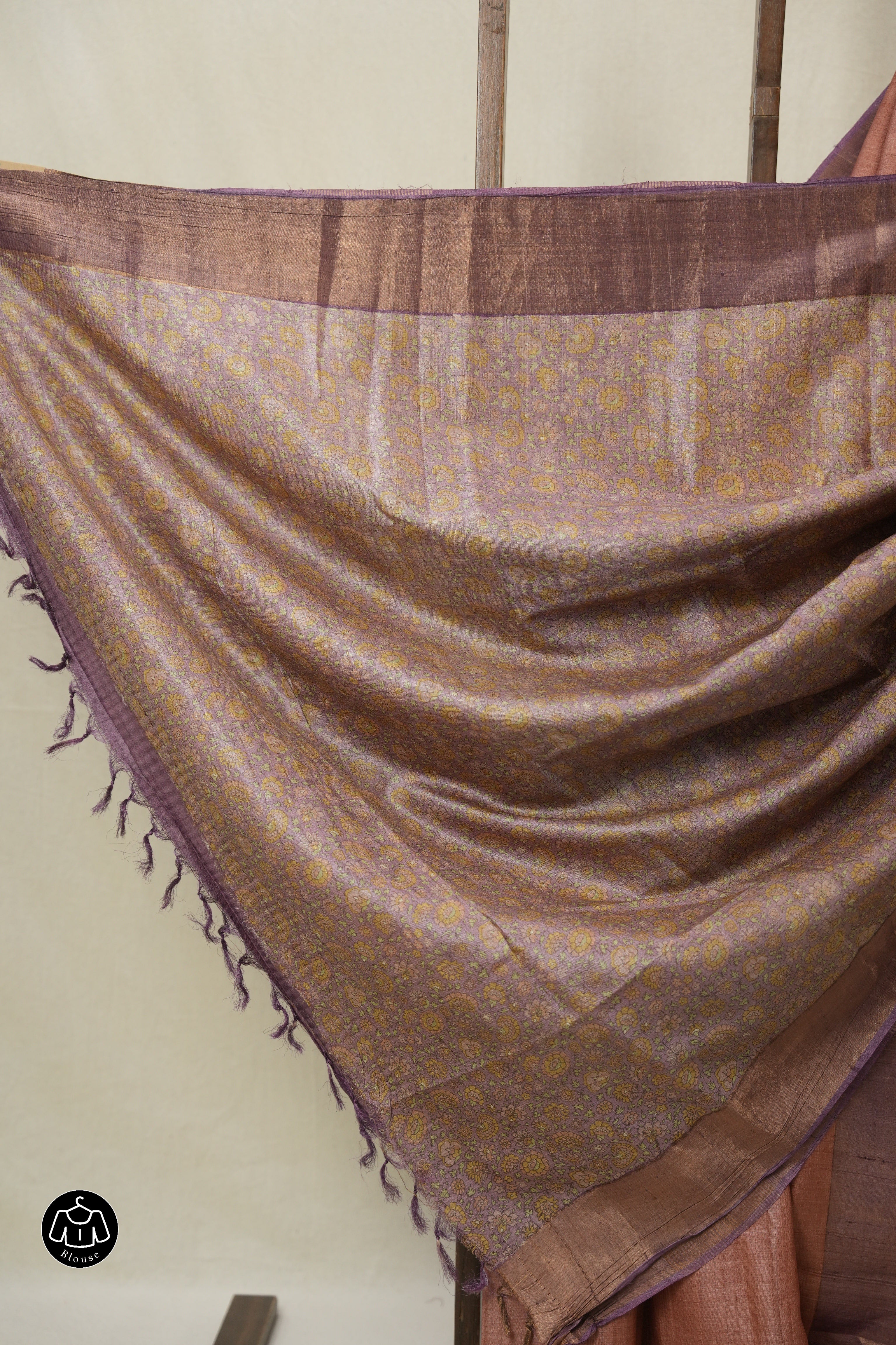Peach Tussar Silk Saree - SRPTSS1781