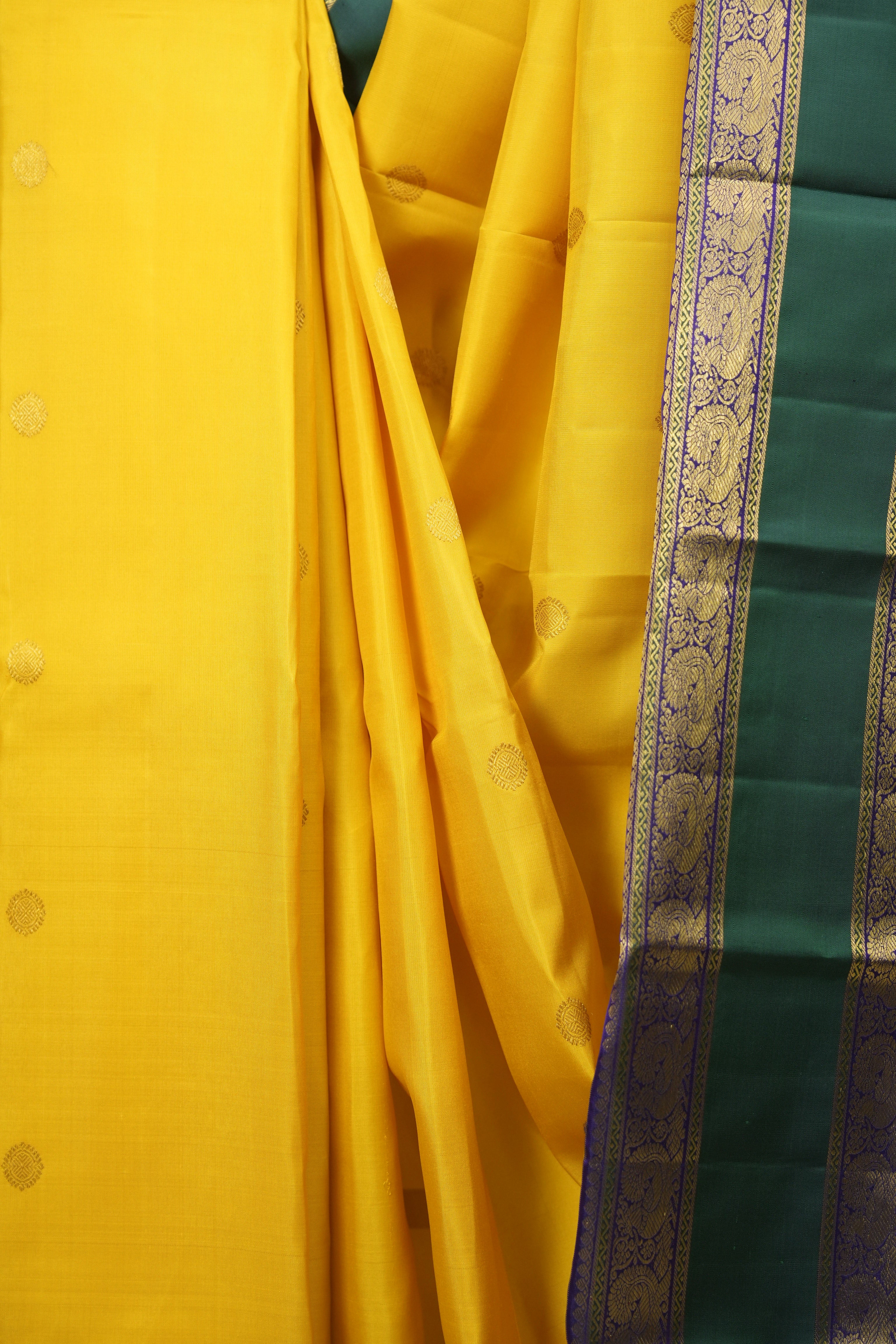 Mango Yellow Kanjivaram Silk Saree - SRMYKSS1083