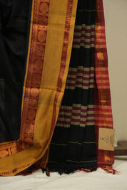 Black Narayan Peth Cotton Saree - SRBNPCS59