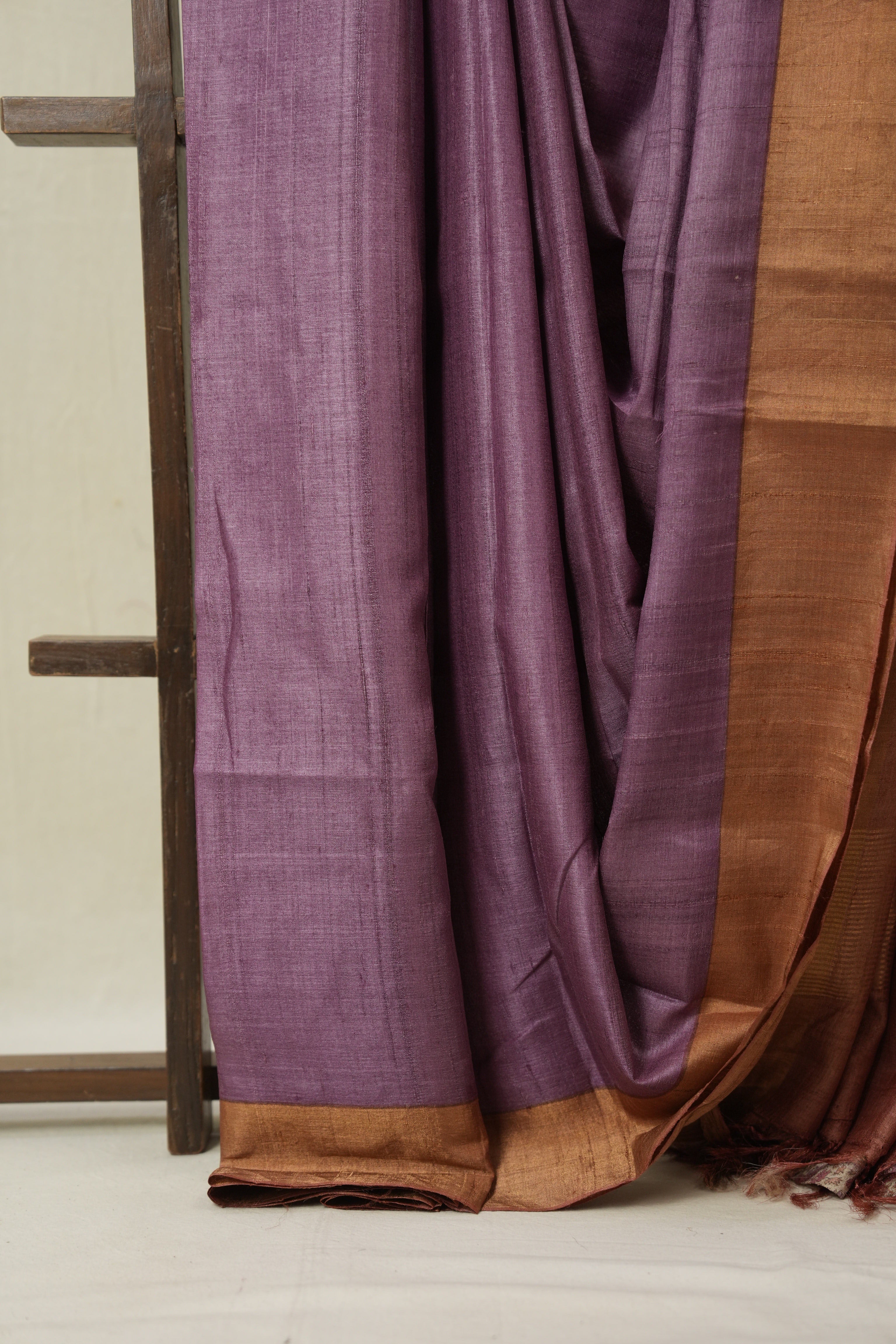 Lilac Tussar Silk Saree - SRLTSS1785
