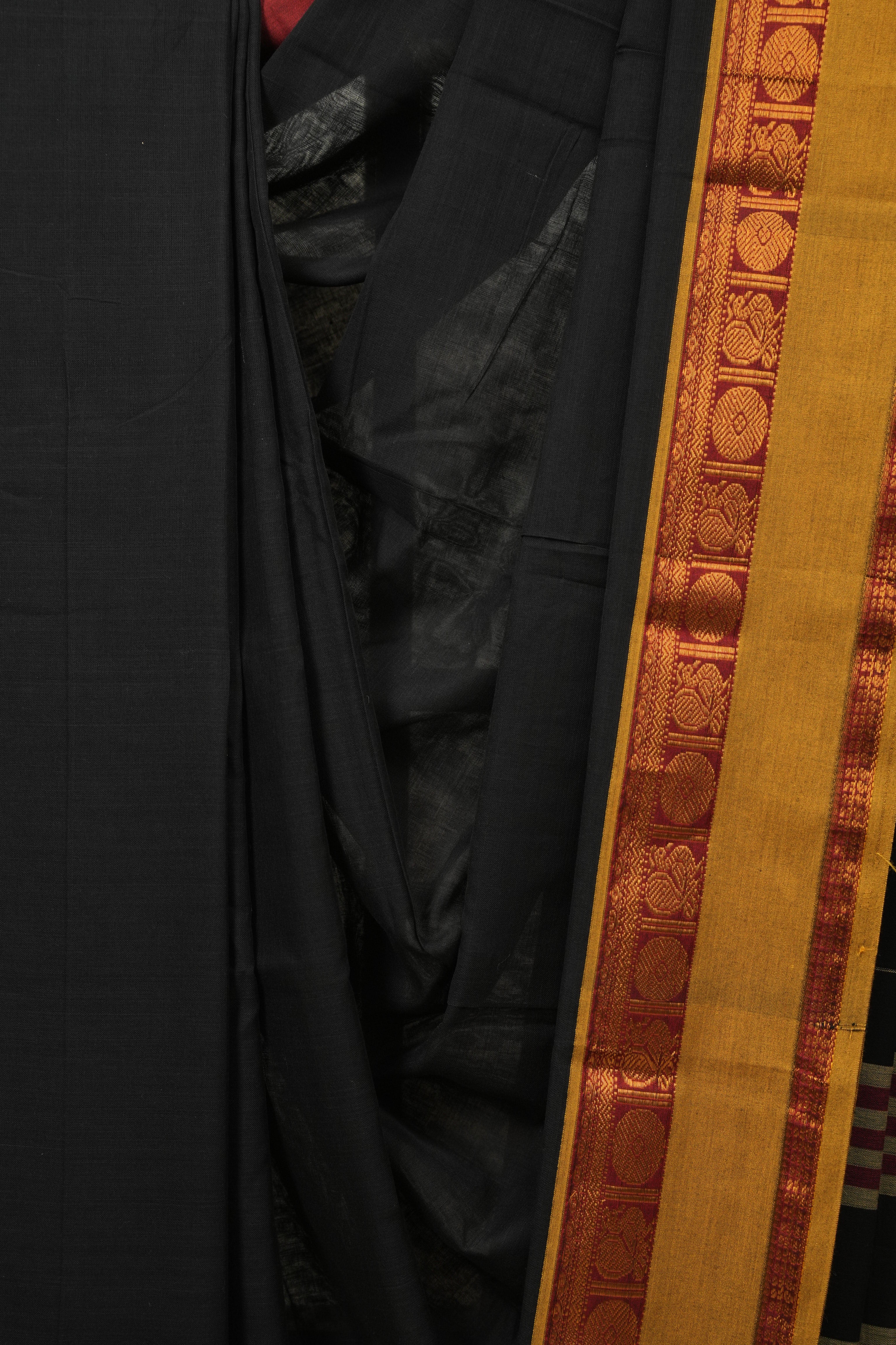 Black Narayan Peth Cotton Saree - SRBNPCS59