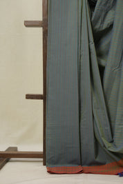 Dusty Blue Cotton Ilkal Saree - SRDBCIS944