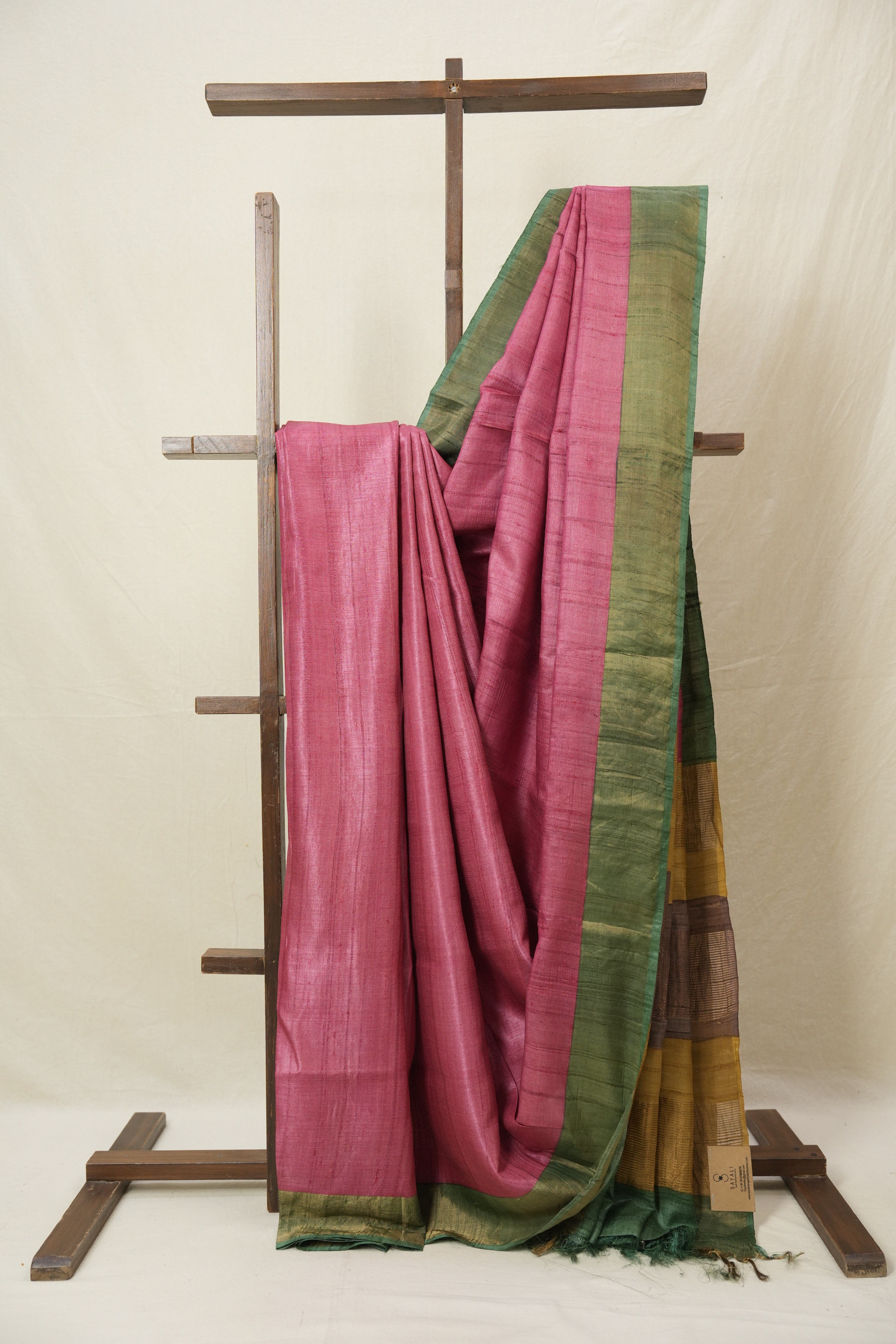 Pink Tussar Silk Saree - SRPTSS1783