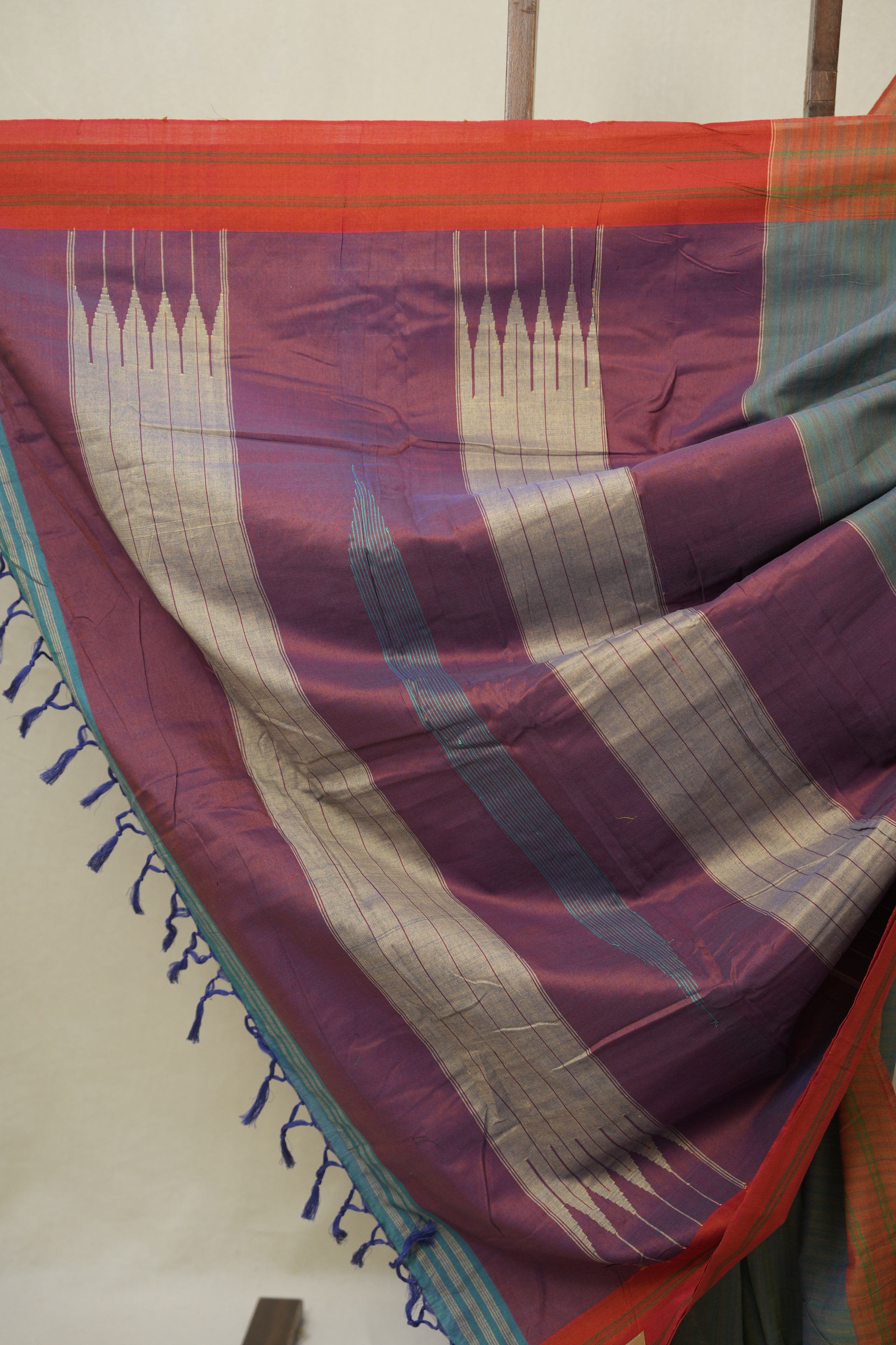 Dusty Blue Cotton Ilkal Saree - SRDBCIS944