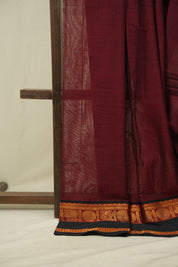 Maroon Narayan Peth Cotton Saree - SRMNPCS60