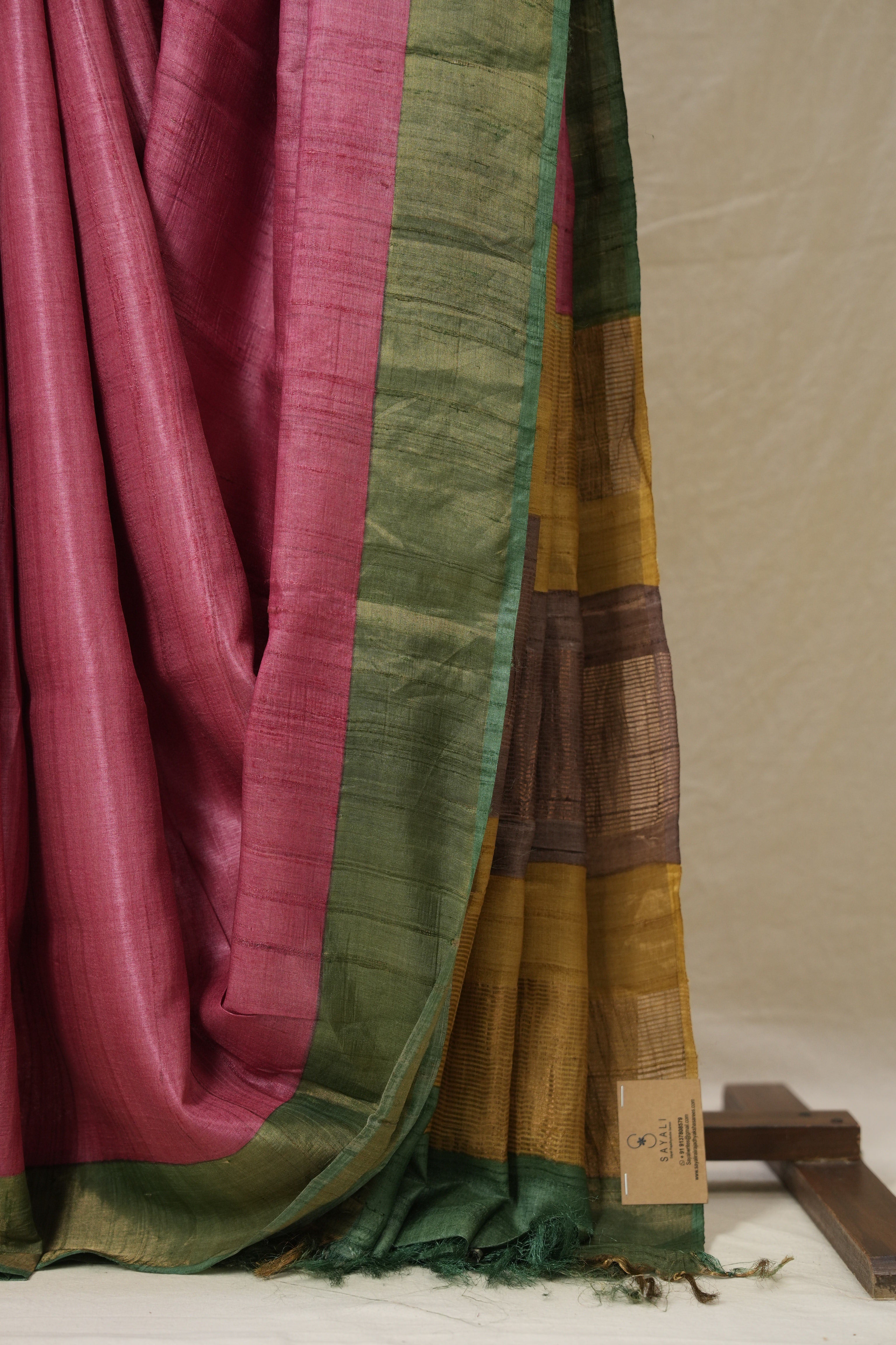 Pink Tussar Silk Saree - SRPTSS1783