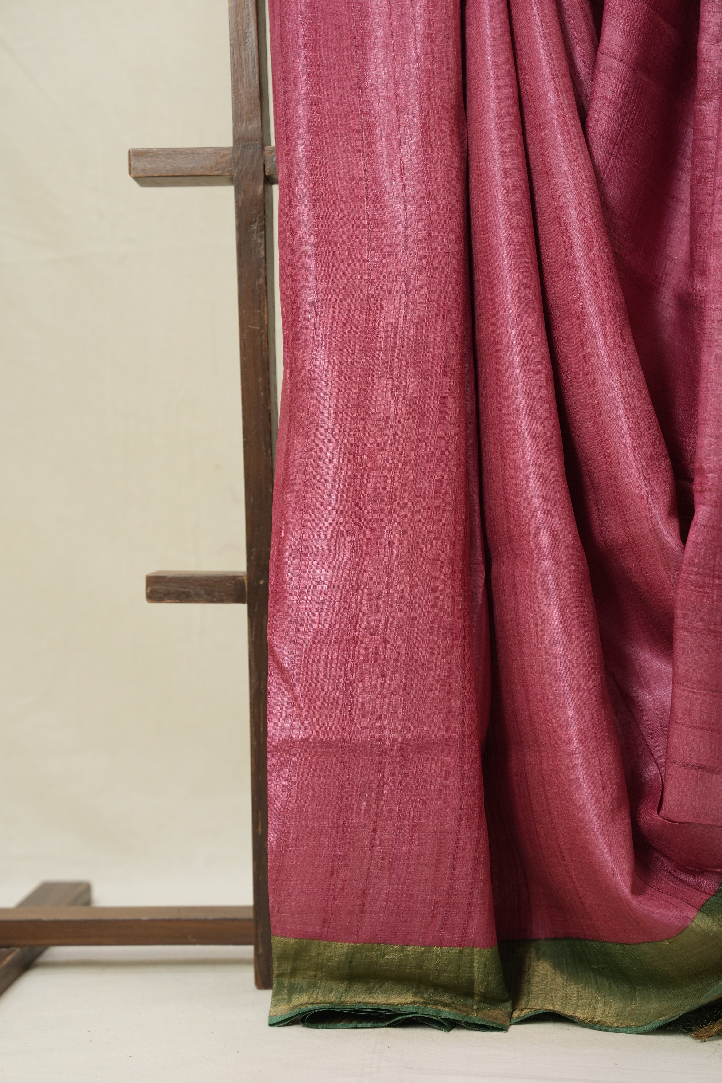 Pink Tussar Silk Saree - SRPTSS1783