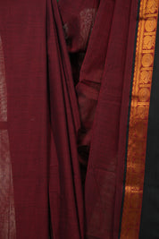 Maroon Narayan Peth Cotton Saree - SRMNPCS60