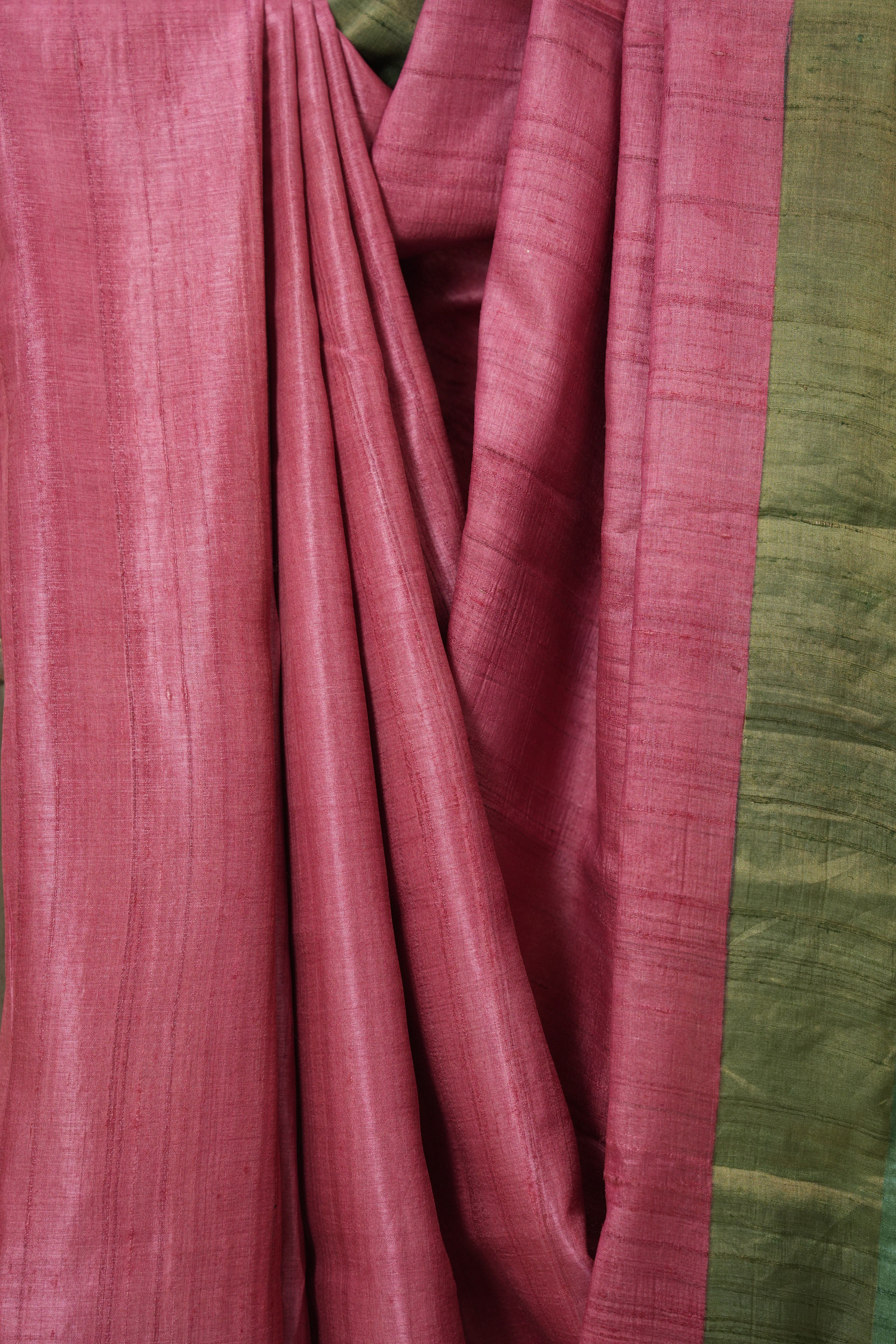 Pink Tussar Silk Saree - SRPTSS1783