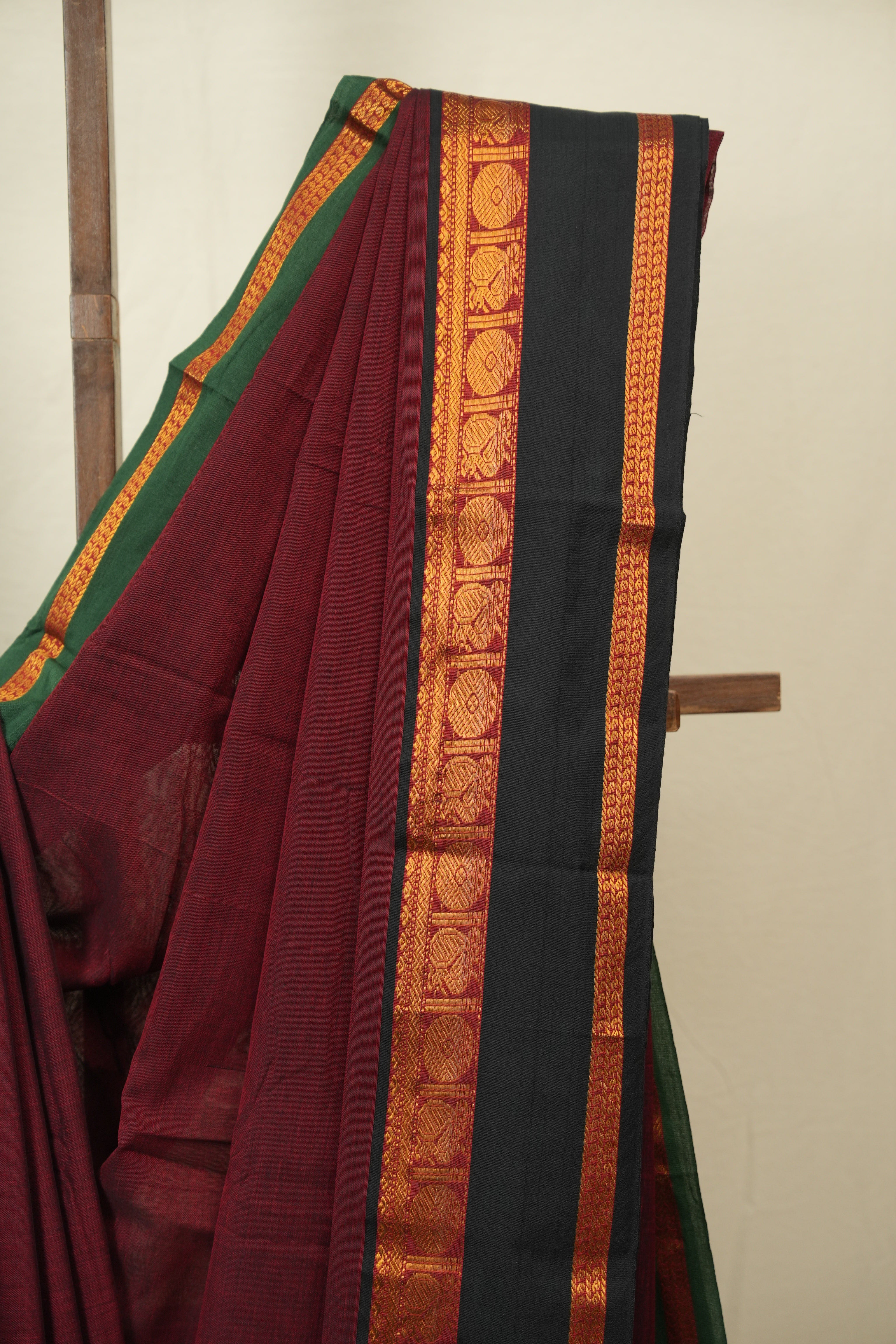 Maroon Narayan Peth Cotton Saree - SRMNPCS60