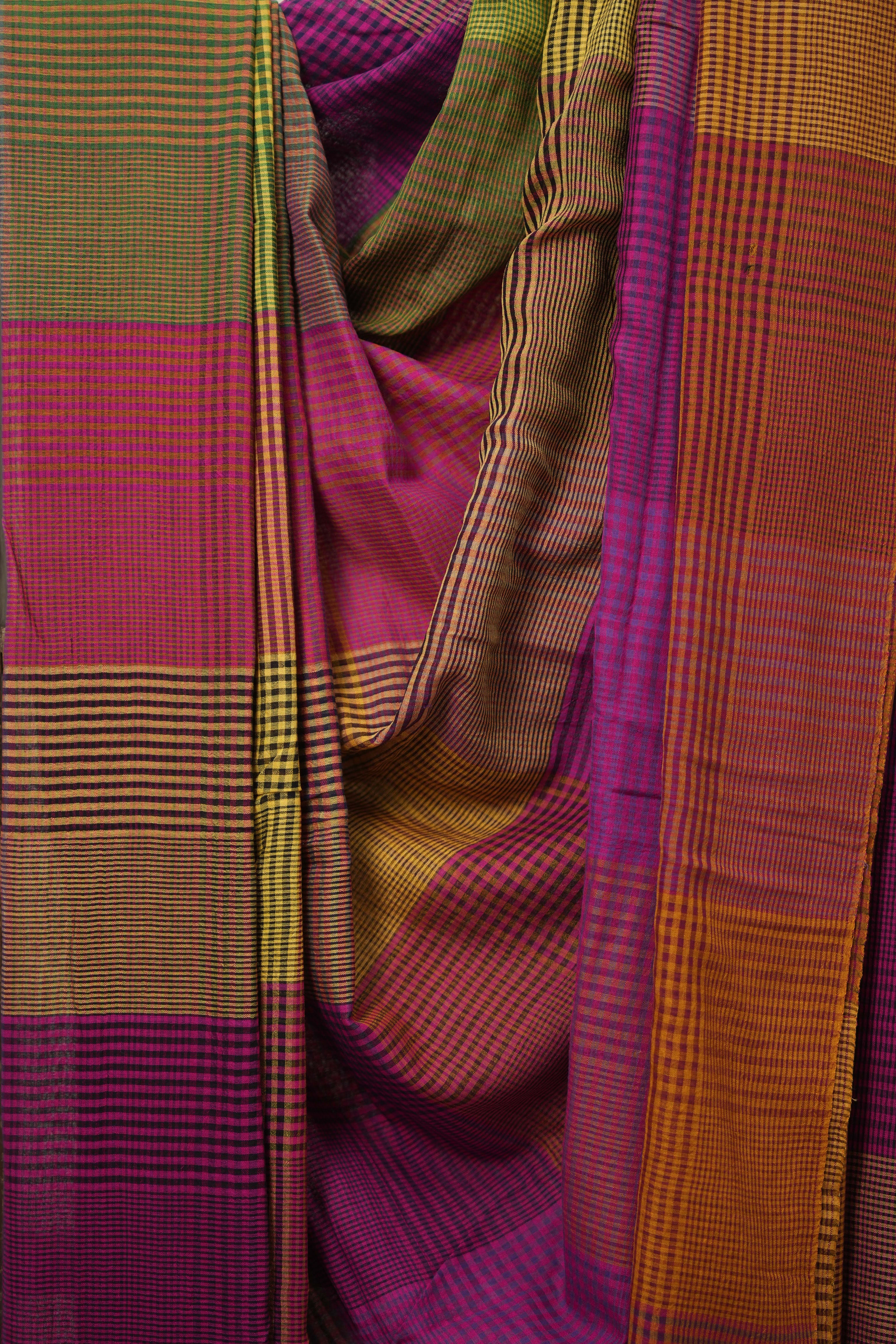 Multicolour Checks Bengal Cotton Saree - SRMCBCS176