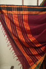 Maroon Narayan Peth Cotton Saree - SRMNPCS60