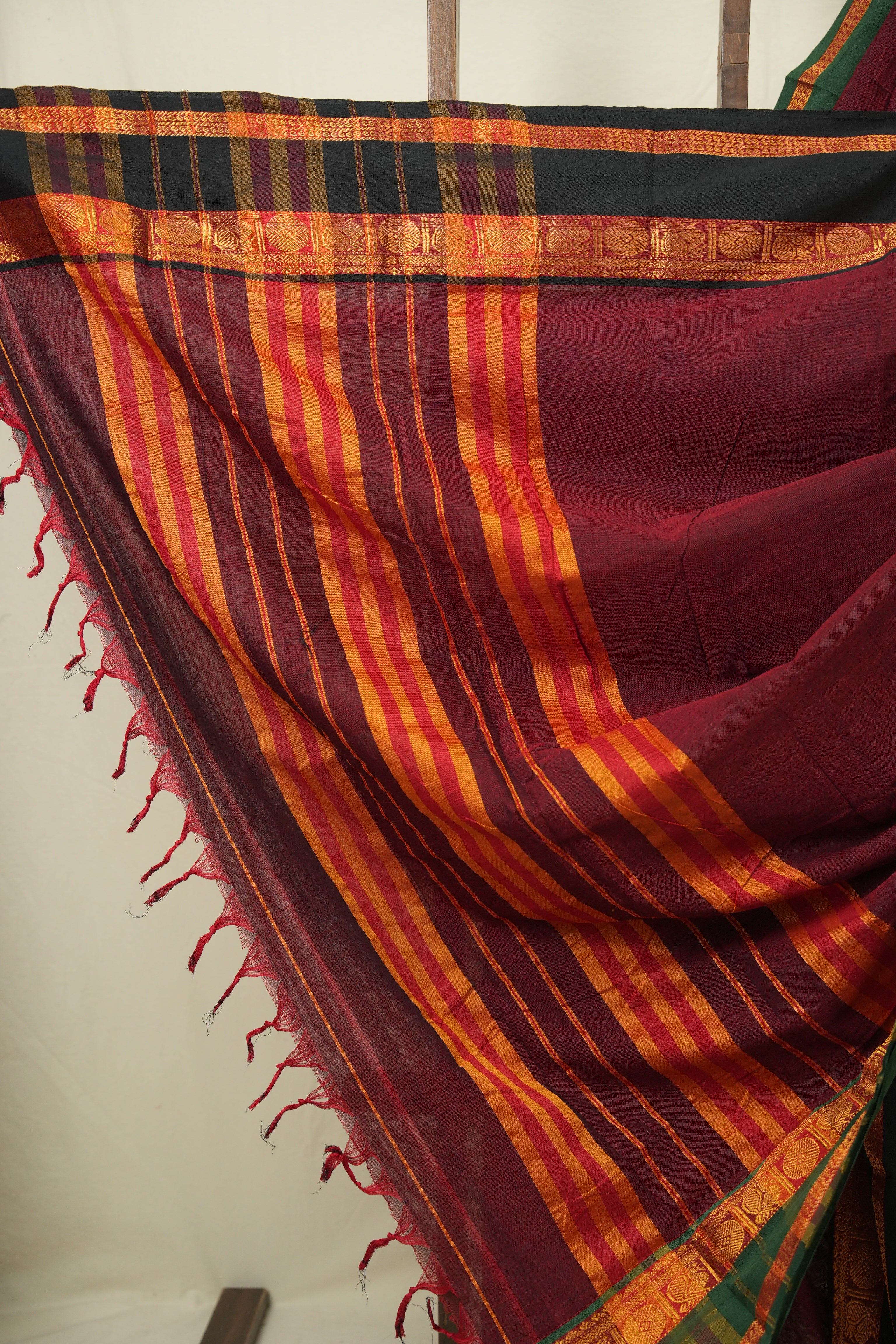 Maroon Narayan Peth Cotton Saree - SRMNPCS60
