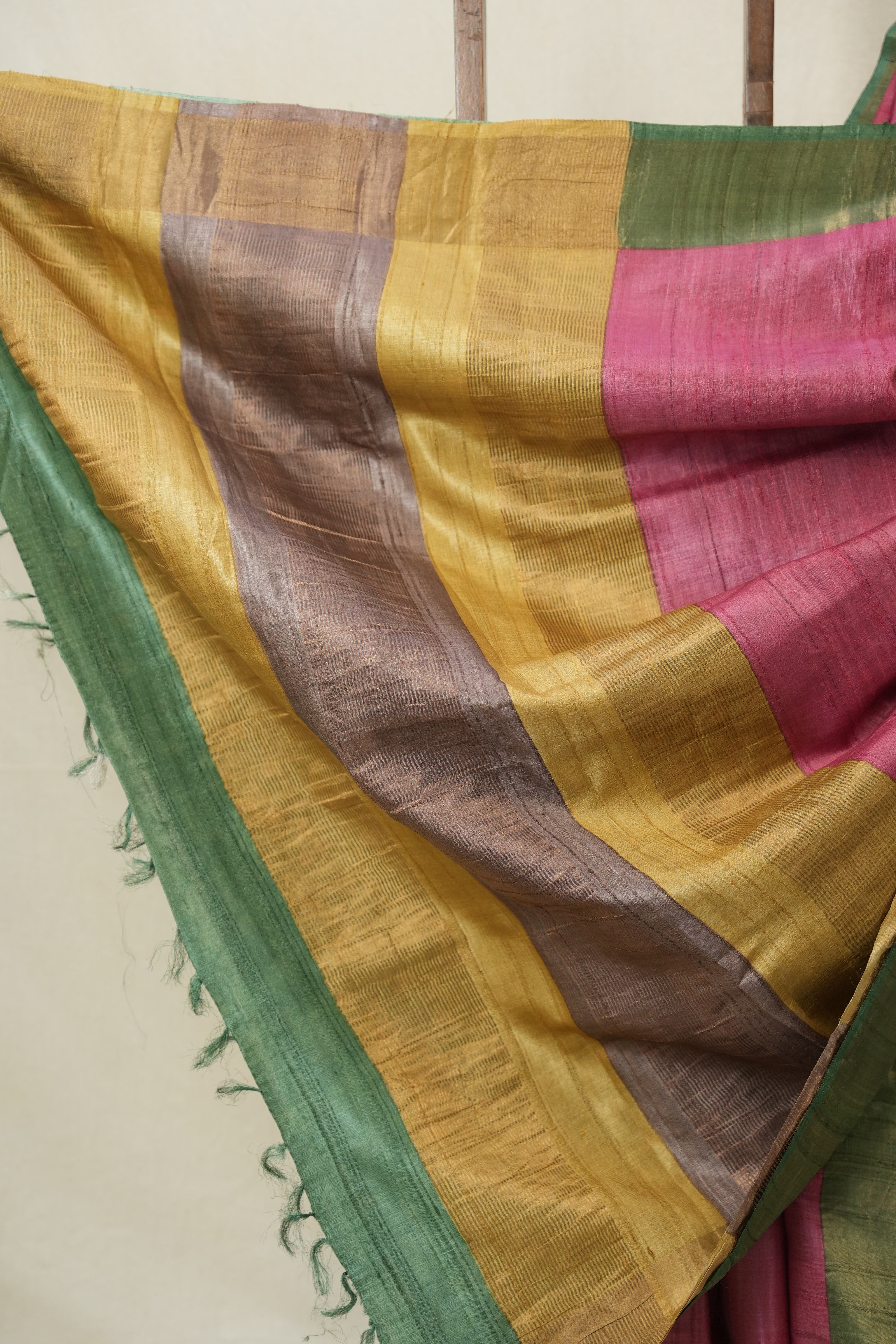 Pink Tussar Silk Saree - SRPTSS1783
