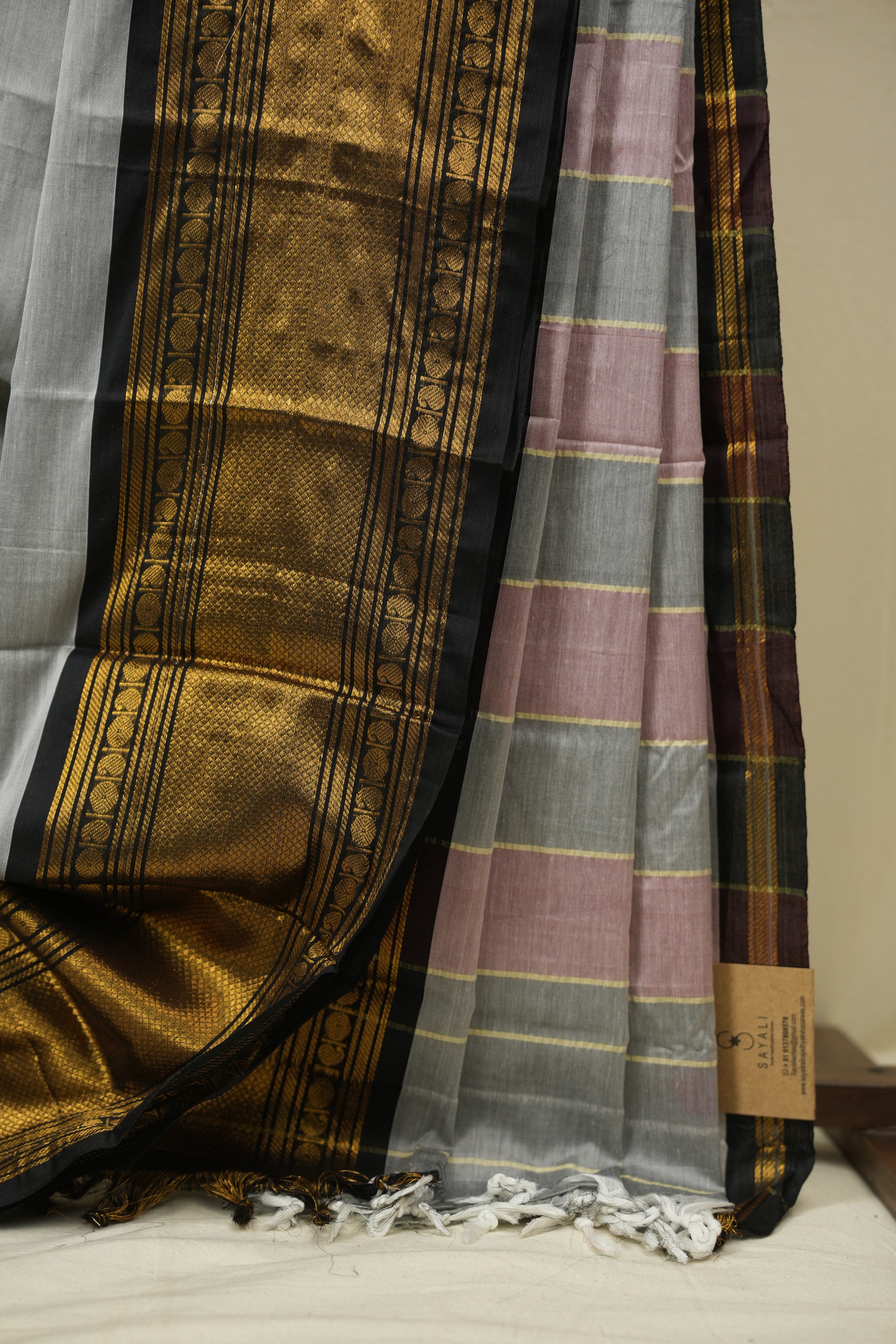 Grey Narayan Peth Cotton Saree - SRGNPCS68