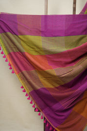 Multicolour Checks Bengal Cotton Saree - SRMCBCS176